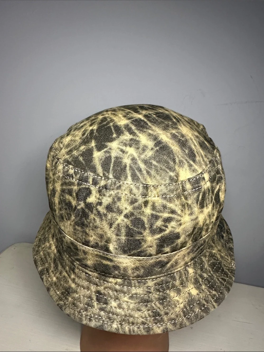 Kangol weathered canvas Yellow and Gray all over print Bucket Hat